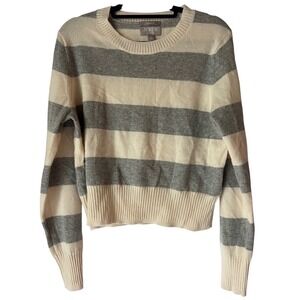 J.Crew Cashmere Shrunken Crewneck Sweater in Rugby Stripe size Medium